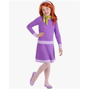 NEW Girls 6-7 Daphne Scooby Doo Costume Dress Headband Scarf‎ Purple Halloween